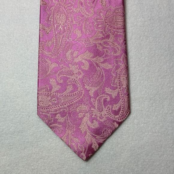 Daniel Cremieux Mens 59” Necktie Hand Tailored 100% Soie Silk Pink Made in USA - Picture 2 of 6